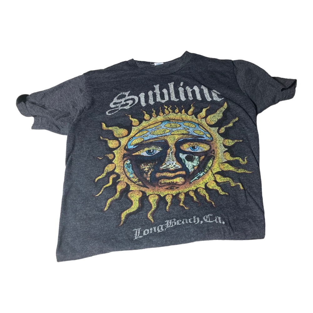 Sublime Gray Band Sun Logo Graphic Long Beach California Tee T Shirt Mens Small